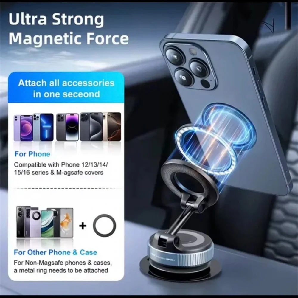 Magnetic Vacuum Suction Phone Mount - White